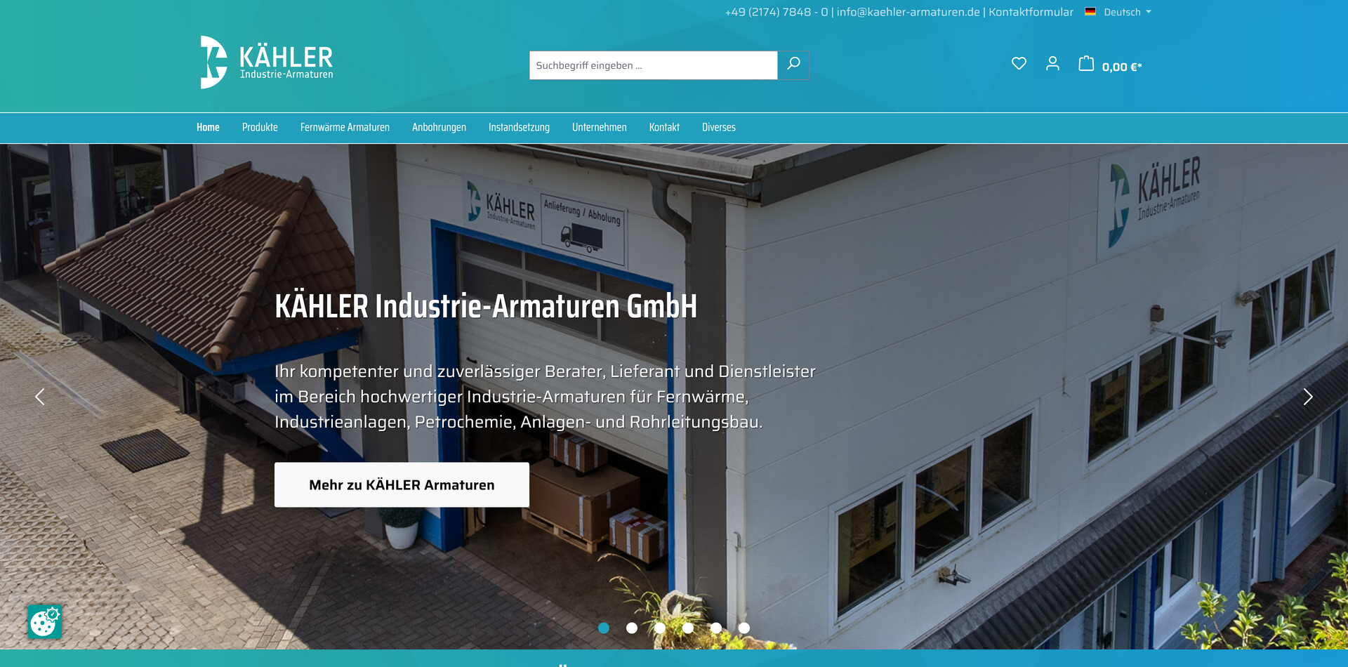 Website KÄHLER Industrie-Armaturen