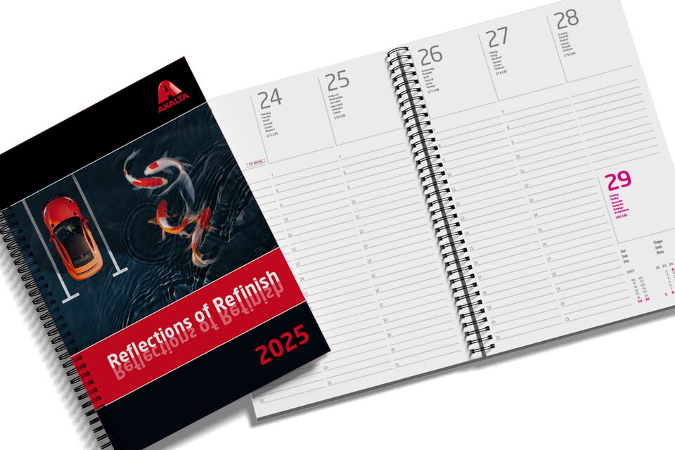 Buchkalender mit Axalta-Branding