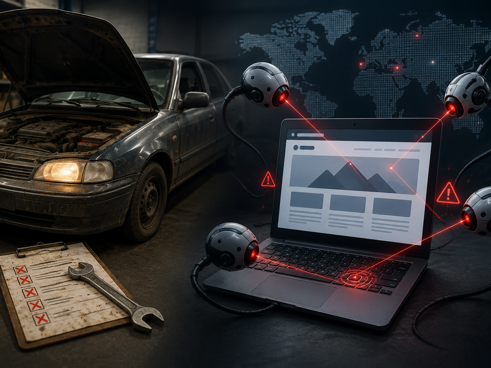 Sinnbild für die Werbsitewartung - Vergleich einer Autoinspektion mit der Website-Systempflege