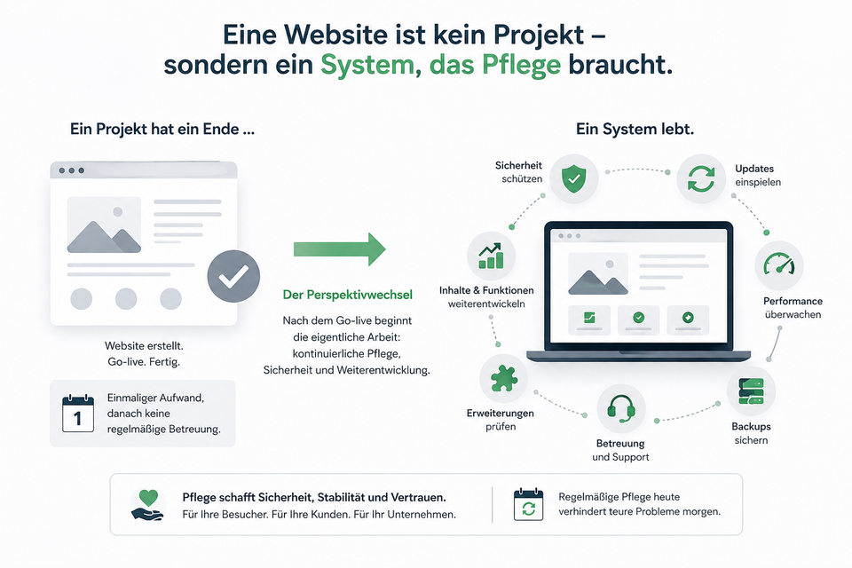 Projekte Website - Darstellung von Erstellung und Support nach Fertigstellung